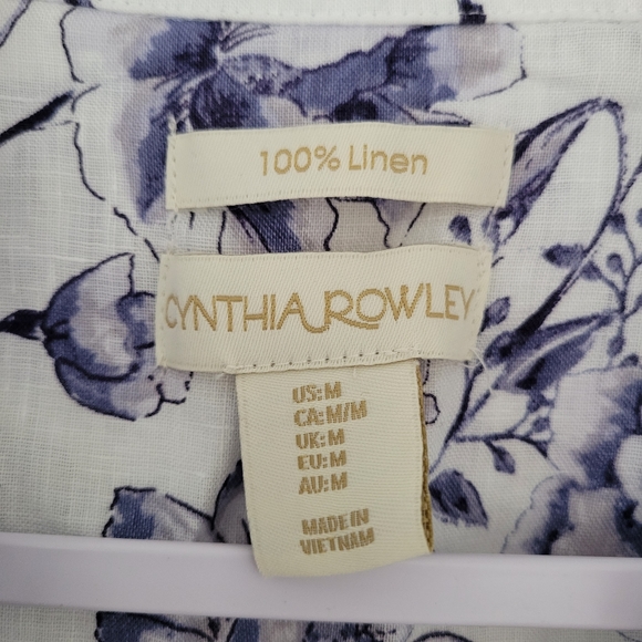 Cynthia Rowley 100% Linen Floral Hi-Low Cottagecore Blouse Shirts Top M - Picture 5 of 6